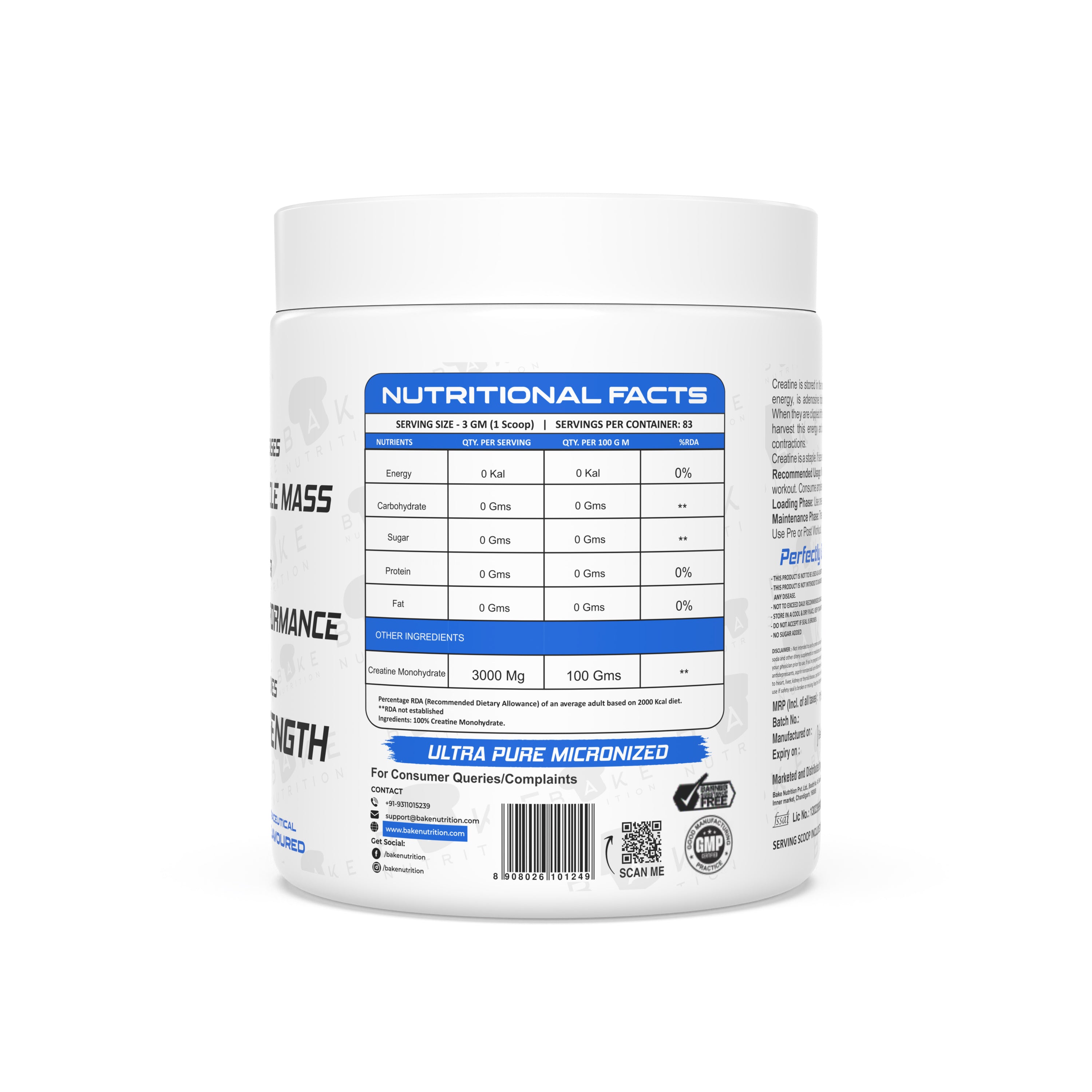 Bake Nutrition Creatine Monohydrate (250g)
